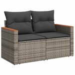 vidaXL Salon de jardin 8 Pièces avec coussins gris résine tressée