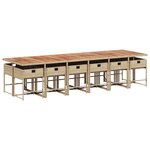 vidaXL Ensemble à manger de jardin et coussins 13 Pièces beige