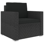 vidaXL Salon de jardin 6 Pièces avec coussins Résine tressée Noir