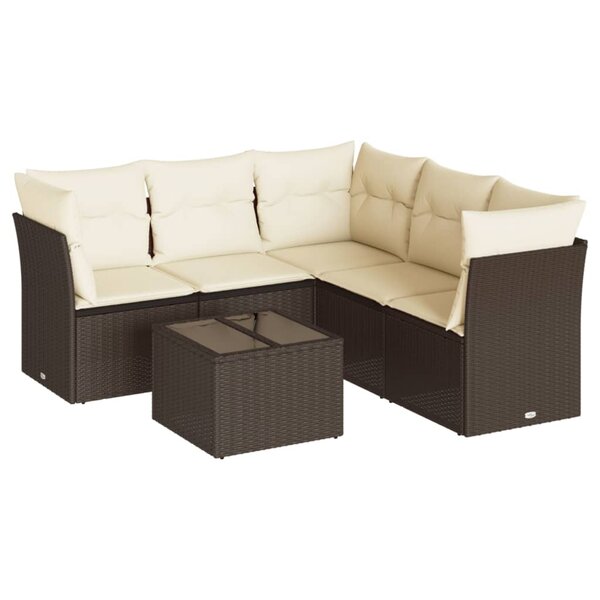 vidaXL Salon de jardin avec coussins 6 Pièces marron résine tressée