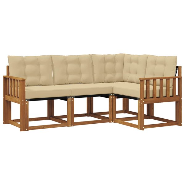 vidaXL Ensemble de canapés d'extérieur 4 Pièces Naturel et Beige