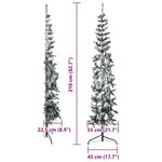 vidaXL Demi sapin de Noël artificiel mince avec neige floquée 210 cm