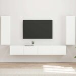 vidaXL Ensemble de meuble TV mural 4 Pièces Blanc Bois d'ingénierie