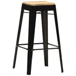 vidaXL Tabourets de bar lot de 2 noir bois de manguier massif
