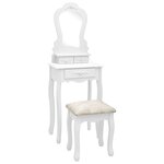 vidaXL Ensemble de coiffeuse avec tabouret Blanc 50x59x136cm Paulownia