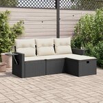 vidaXL Salon de jardin 4 Pièces avec coussins noir résine tressée
