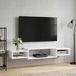 vidaXL Meuble TV mural Montage mural Blanc 140 x 28 x 21 cm