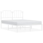 vidaXL Cadre de lit métal sans matelas et tête de lit blanc 135x190 cm