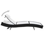 vidaXL Chaise longue avec oreiller Résine tressée Noir