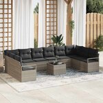 vidaXL Ensemble de canapé de jardin avec coussin 11 Pièces Gris clair