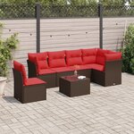 vidaXL Salon de jardin 7 Pièces avec coussins noir résine tressée