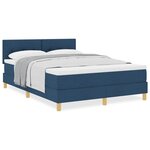 vidaXL Lit boxspring avec matelas avec matelas Bleu 140 x 200 cm tissu