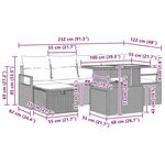 vidaXL Ensemble de canapé de jardin de 7 pièces avec coussins Beige Rattan Poly
