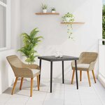 vidaXL Ensemble de salle à manger pour jardin 3 Pièces Beige polyrotin
