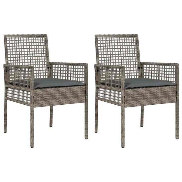 vidaXL Chaise de jardin 2 Pièces Gris 53 x 60 x 85cm polyrotin
