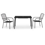vidaXL Ensemble à manger de jardin 3 Pièces anthracite acier