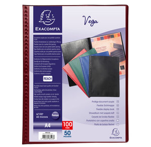 Porte-Vues PVC 100V VEGA Opaque Bordeaux x 5 EXACOMPTA