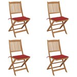 vidaXL Chaises pliables de jardin lot de 4 avec coussins Bois d'acacia