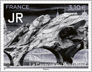 Timbre - JR - La caverne du Pont-Neuf - Lettre verte