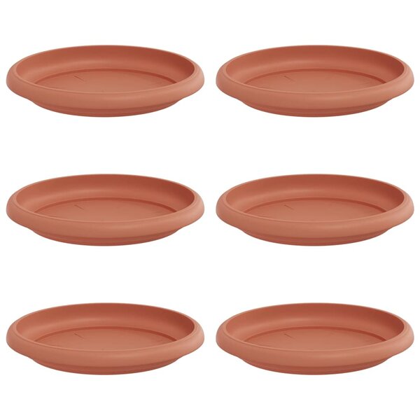 vidaXL Plateau à fleurs rond 6 pc Rouge brique Ø 14 x 2 cm Plastique