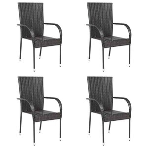 vidaXL Chaises empilables d'extérieur lot de 4 Résine tressée Marron