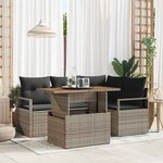 vidaXL Ensemble de canapé de jardin 5 Pièces Gris Poly rotin
