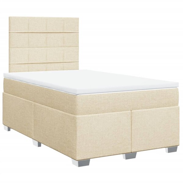 vidaXL Sommier à lattes de lit avec matelas Crème 120x200 cm Tissu