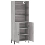 vidaXL Buffet haut Sonoma gris 69 5x34x180 cm Bois d'ingénierie