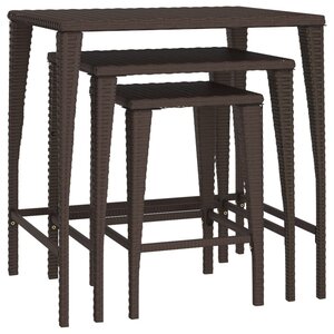 vidaXL Tables gigognes de jardin 3 Pièces marron résine tressée