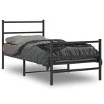 vidaXL Cadre de lit métal avec tête de lit/pied de lit noir 90x190 cm