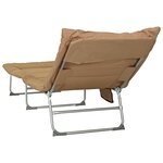 vidaXL Transat pliant avec coussin 2 Pièces Beige