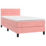 vidaXL Sommier à lattes de lit avec matelas Rose 90x200 cm Velours