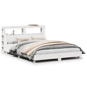 vidaXL Cadre de lit sans matelas blanc 135x190 cm bois de pin massif