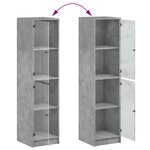vidaXL Buffet avec portes en verre gris béton 35x37x142 cm
