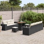 vidaXL Ensemble de canapé de jardin 10 Pièces Noir polyrotin