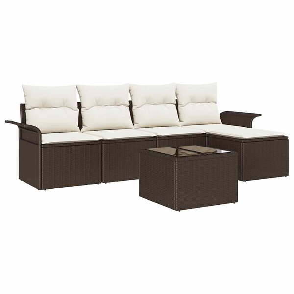vidaXL Ensemble de canapé de jardin 6 Pièces Marron Poly rotin