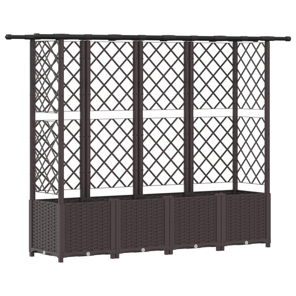 vidaXL Lit Élevé avec Treillis et Toit Marron 202 x 40 x 138 cm PP