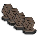 16 Panneaux muraux 30x26 hexagone marron bois