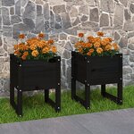 vidaXL Jardinières 2 Pièces Noir 40x40x52 5 cm Bois massif de pin