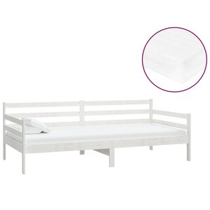 vidaXL Lit de repos avec matelas 90x200 cm Blanc Bois de pin massif