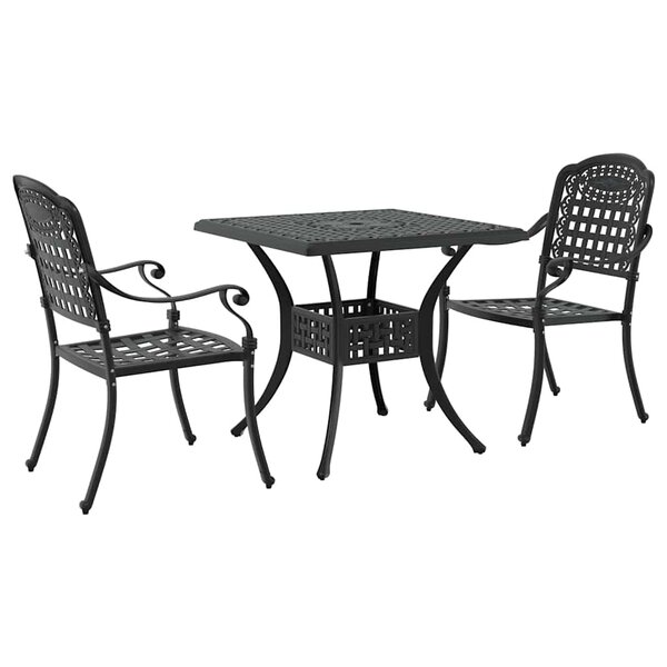 vidaXL Ensemble de tables de jardin 3 Pièces Noir Aluminium coulé