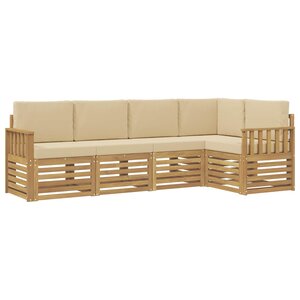 vidaXL Ensemble de canapés d'extérieur 5 pc Blanc et Beige Polyester