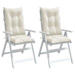 vidaXL Coussins de chaise à dossier haut lot de 2 crème mélangé tissu