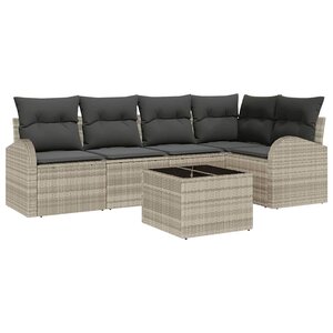 vidaXL Ensemble de canapé de jardin 6 Pièces Gris clair Poly rotin