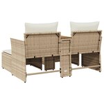 vidaXL Canapé de jardin 2 places avec tabourets beige résine tressée
