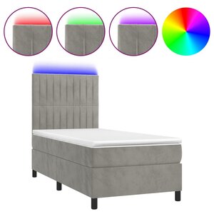 vidaXL Sommier à lattes de lit matelas LED Gris clair 90x200cm Velours
