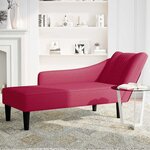 vidaXL Fauteuil long avec accoudoir droit rouge bordeaux velours