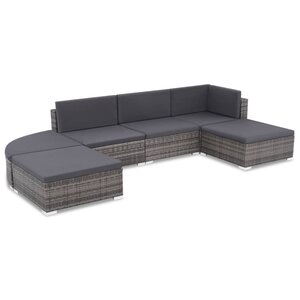 vidaXL Salon de jardin 6 pièces avec coussins en résine tressée grise