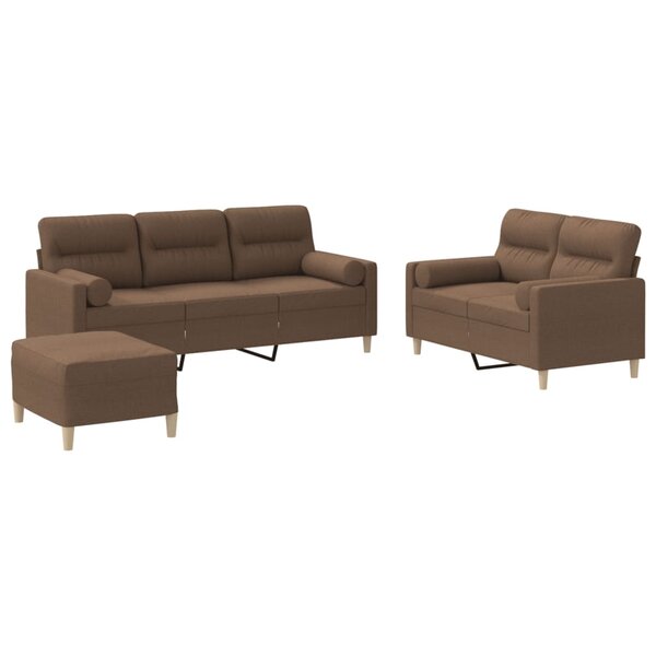 vidaXL Ensemble de canapés 3 Pièces avec coussins marron tissu