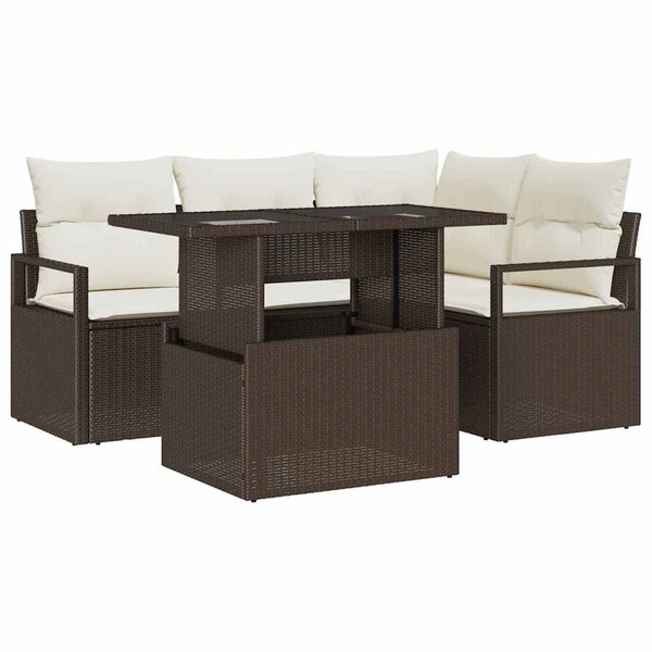 vidaXL Ensemble de canapé de jardin 5 pc Marron Poly rotin